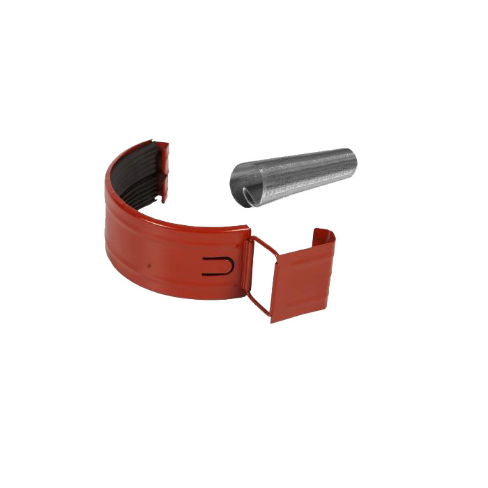 Соединитель желоба в комплекте, сталь, d-125 мм, красный, Aquasystem