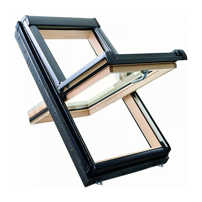 Окно R45 Н200 с термоблоком, 65х118 см, из дерева (однокамерное, среднеповоротное), Roto